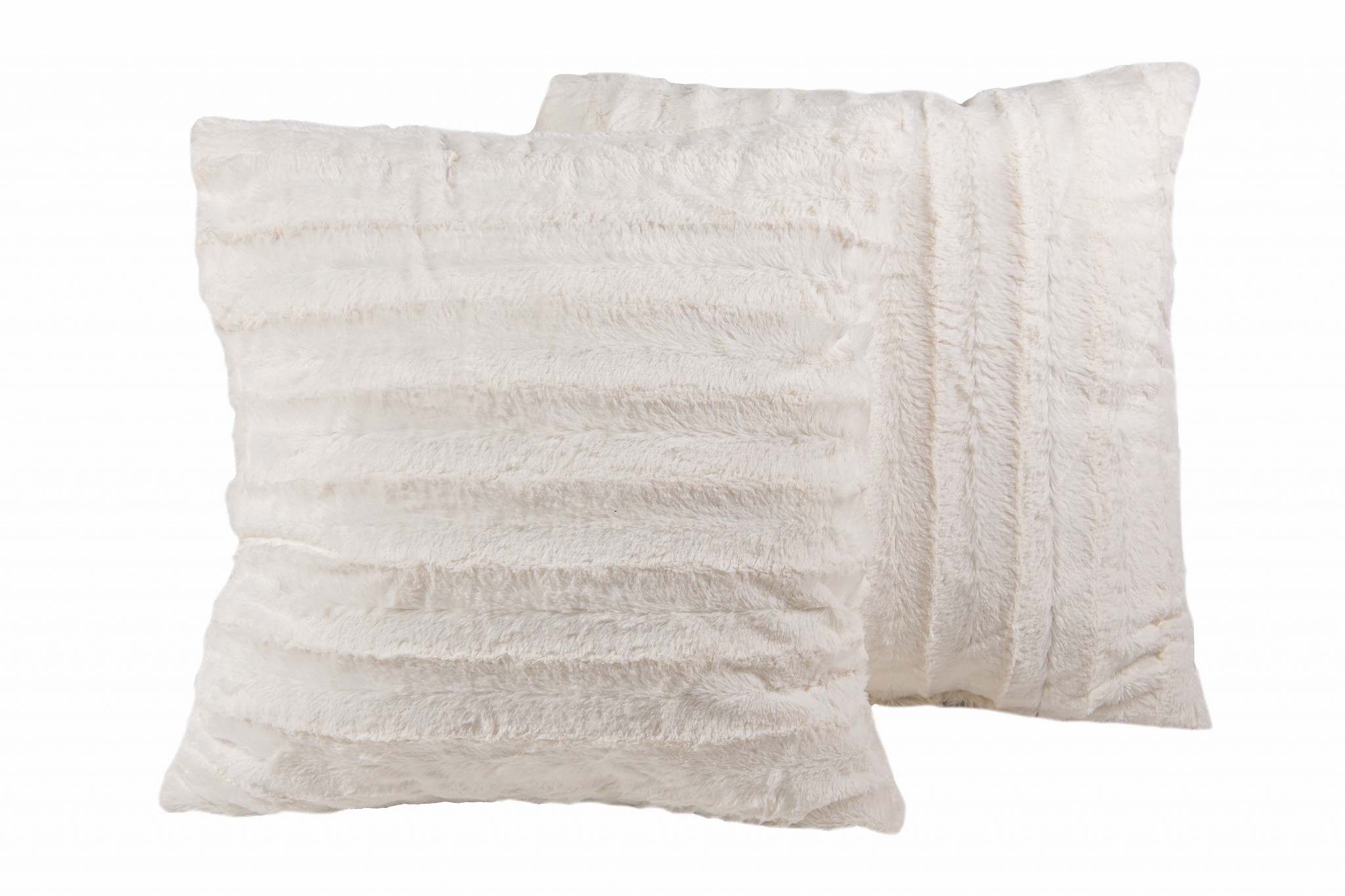 18" x 18" x 5" Off White Faux Fur Pillow 2-Pack
