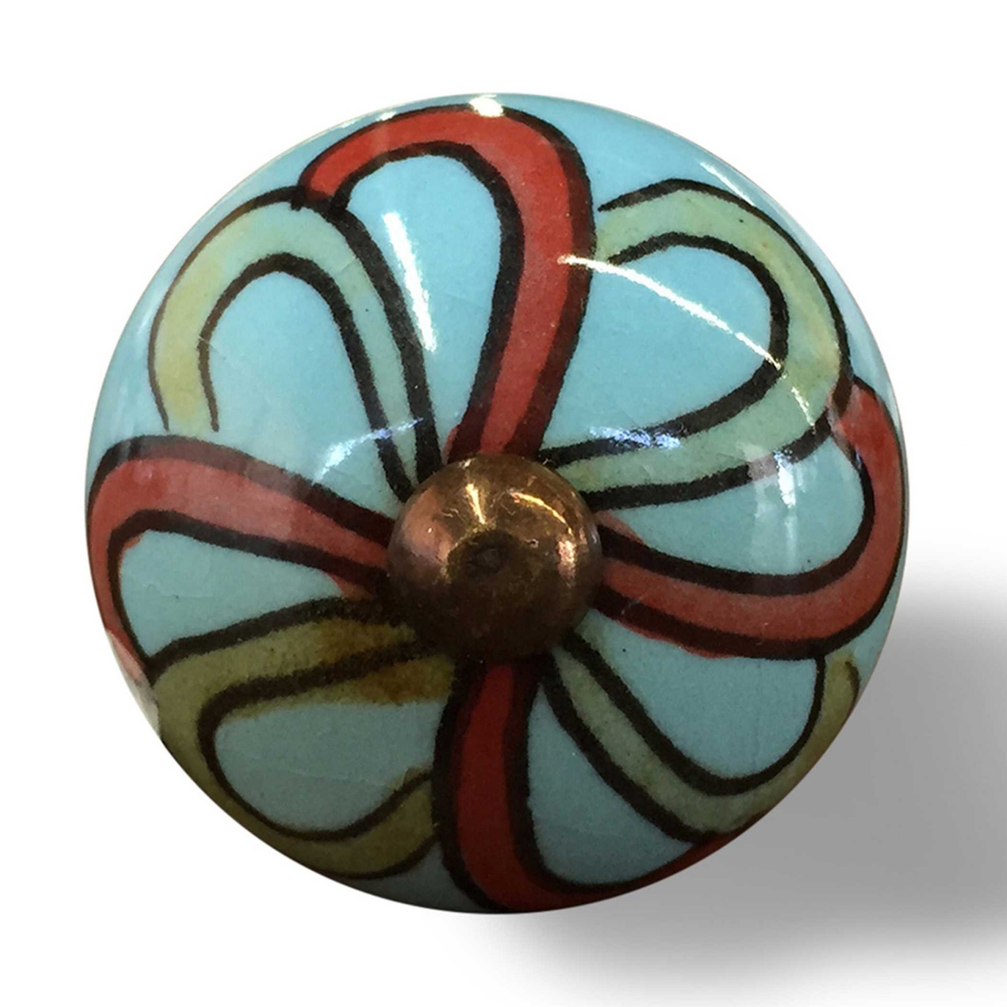 1.5" x 1.5" x 1.5" Turquiose/Red/Gren, Handpainted, Ceramic - Knobs 8-Pack