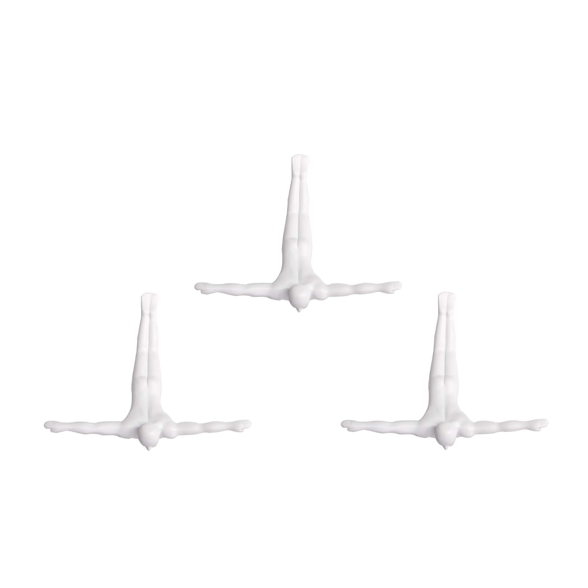 6.5" x 2.5" x 6.5" Wall Diver - White 3-Pack