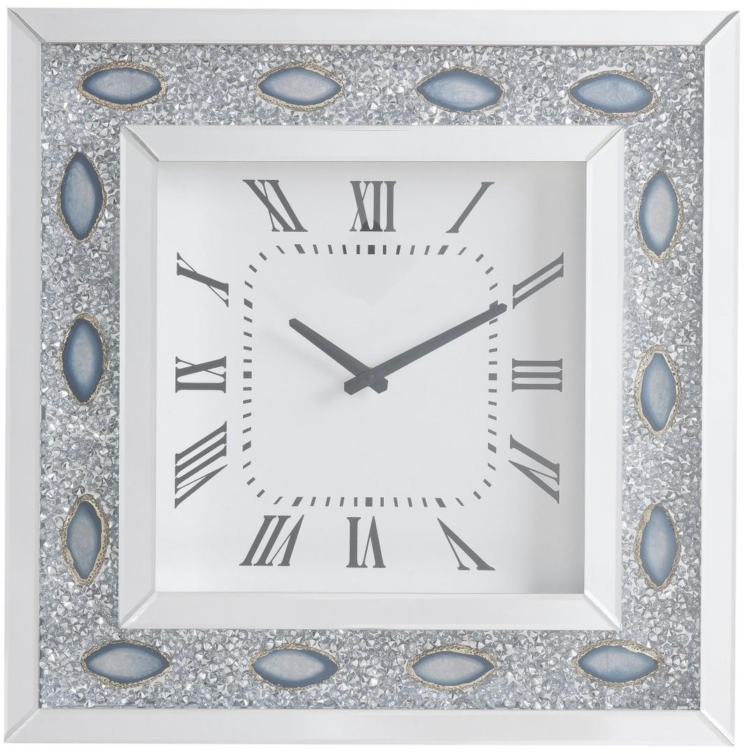 20" X 2" X 20" Mirrored And Faux Agate Analog Wall Clock