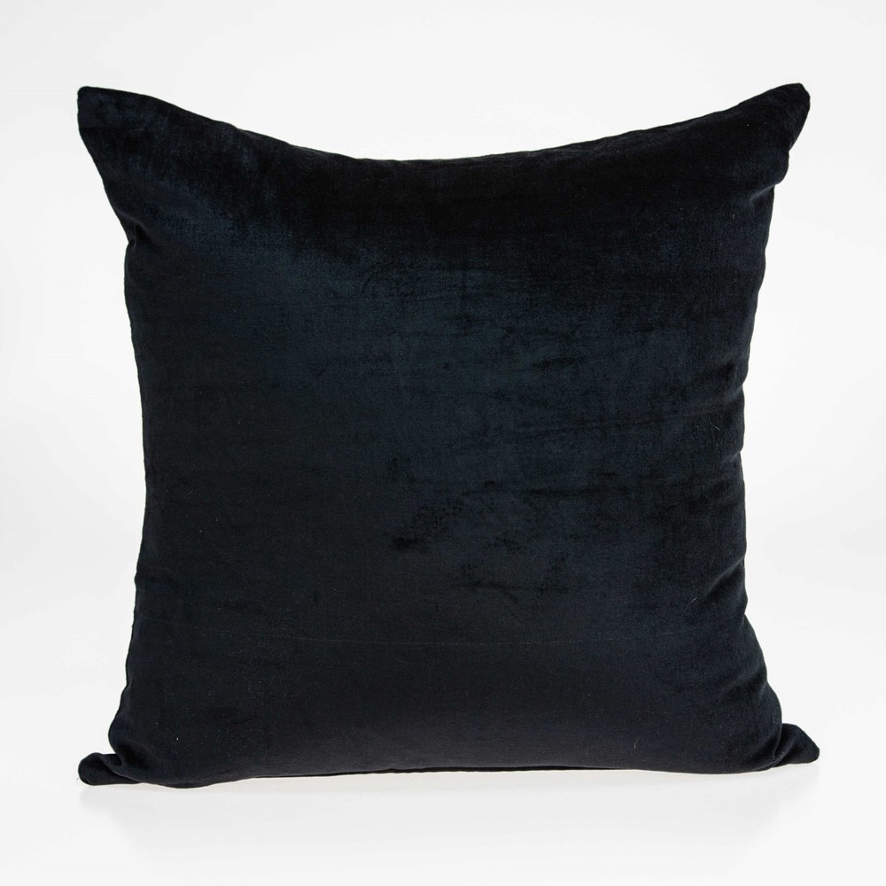 20" x 0.5" x 20" Transitional Black Solid Pillow Cover