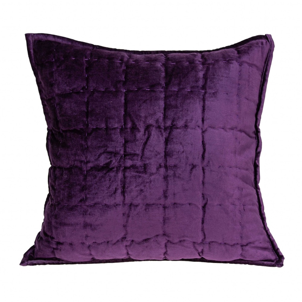 20" x 0.5" x 20" Transitional Purple Solid Quilted Pillow Cover