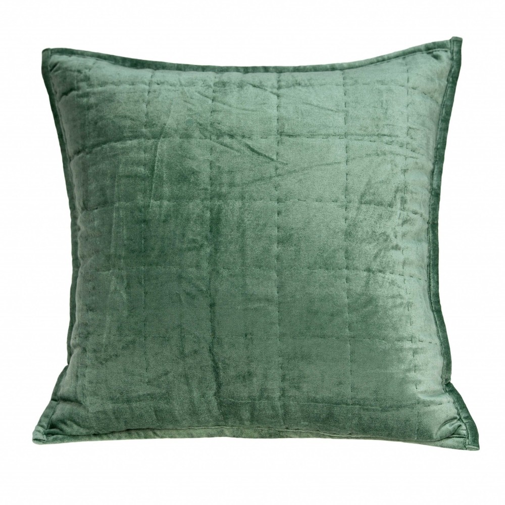 20" x 0.5" x 20" Transitional Green Solid Quilted Pillow Cover