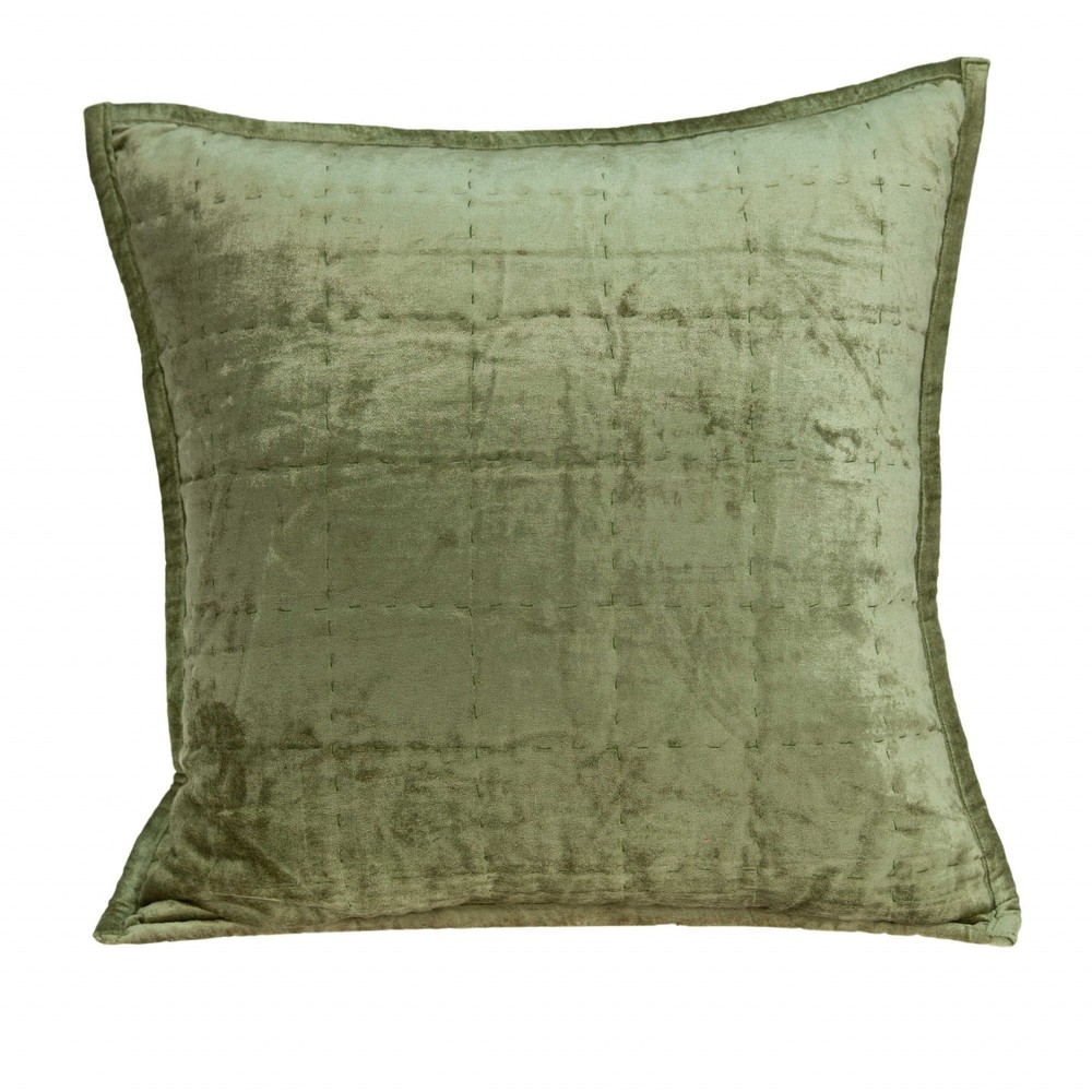 20" x 0.5" x 20" Transitional Olive Solid Quilted Pillow Cover