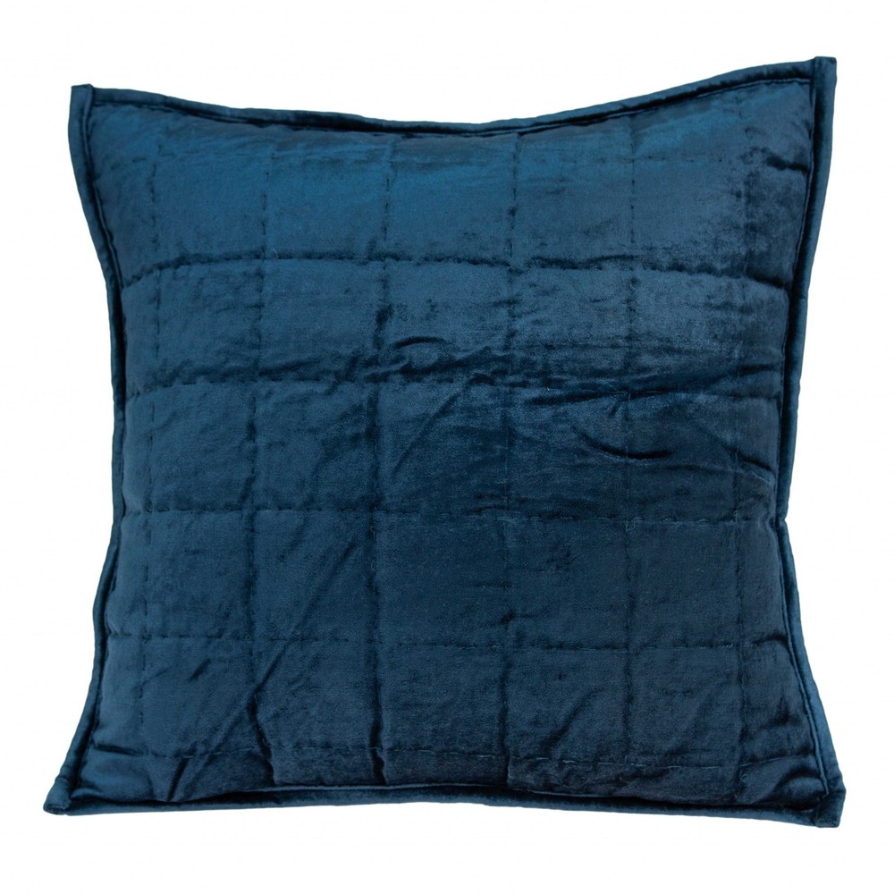 20" x 0.5" x 20" Transitional Navy Blue Solid Quilted Pillow Cover