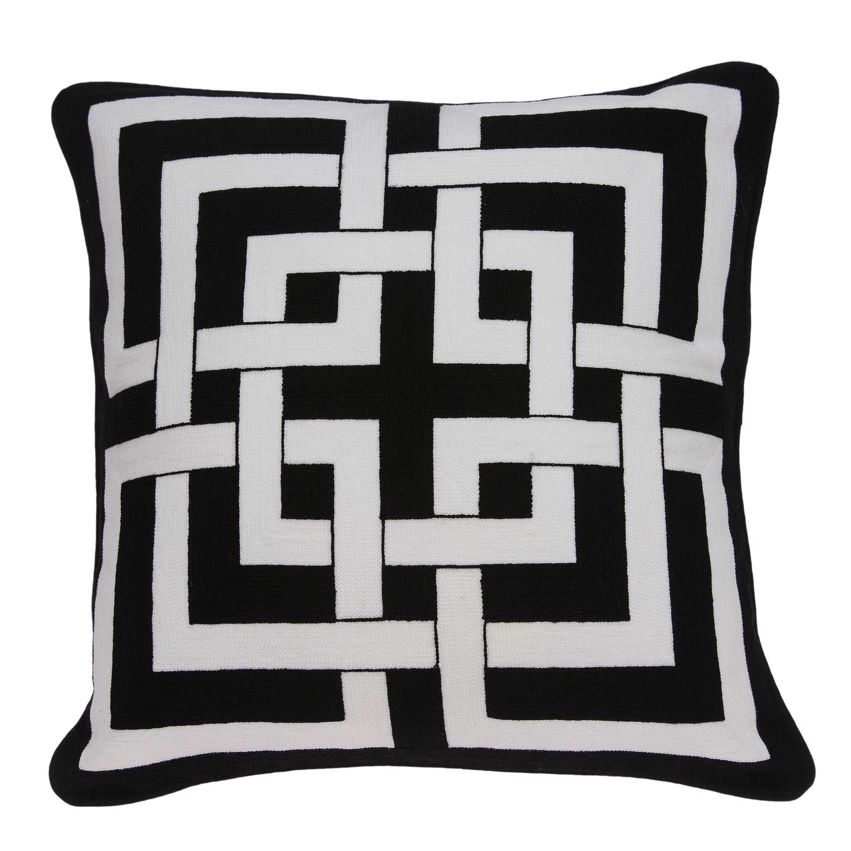 20" x 0.5" x 20" Transitional Black and White Accent Pillow Cover