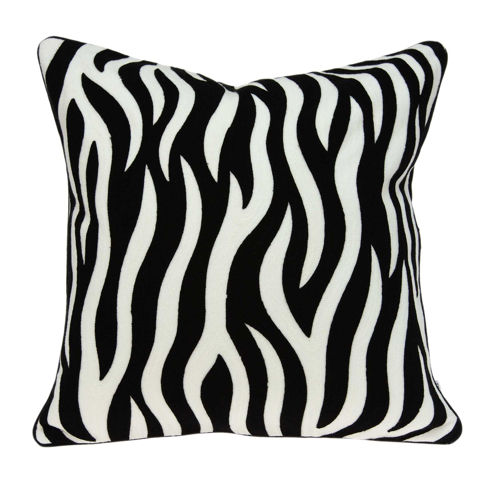 20" x 0.5" x 20" Transitional Black and White Zebra Pillow Cover