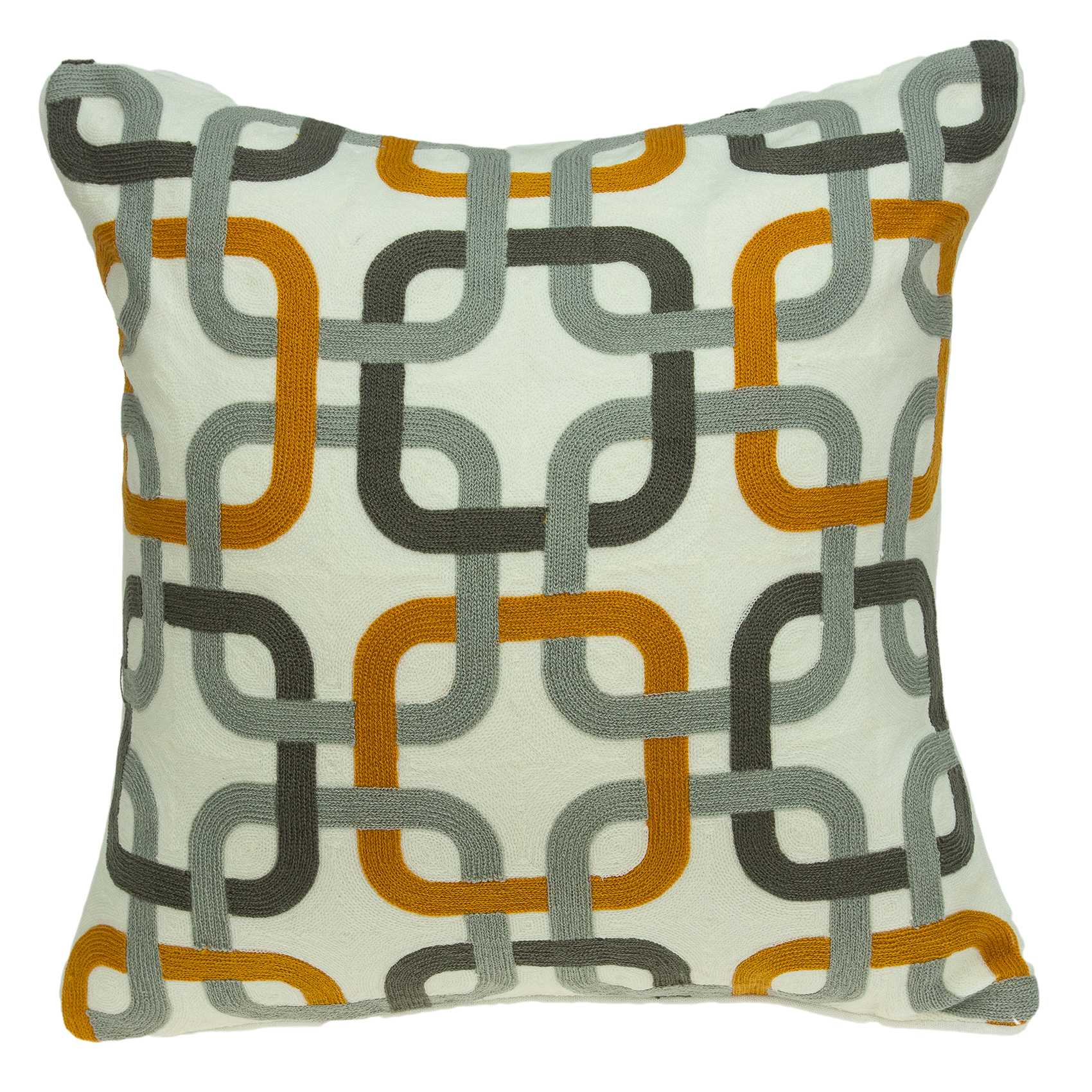 20" x 0.5" x 20" Transitional Gray, Orange & White Accent Pillow Cover