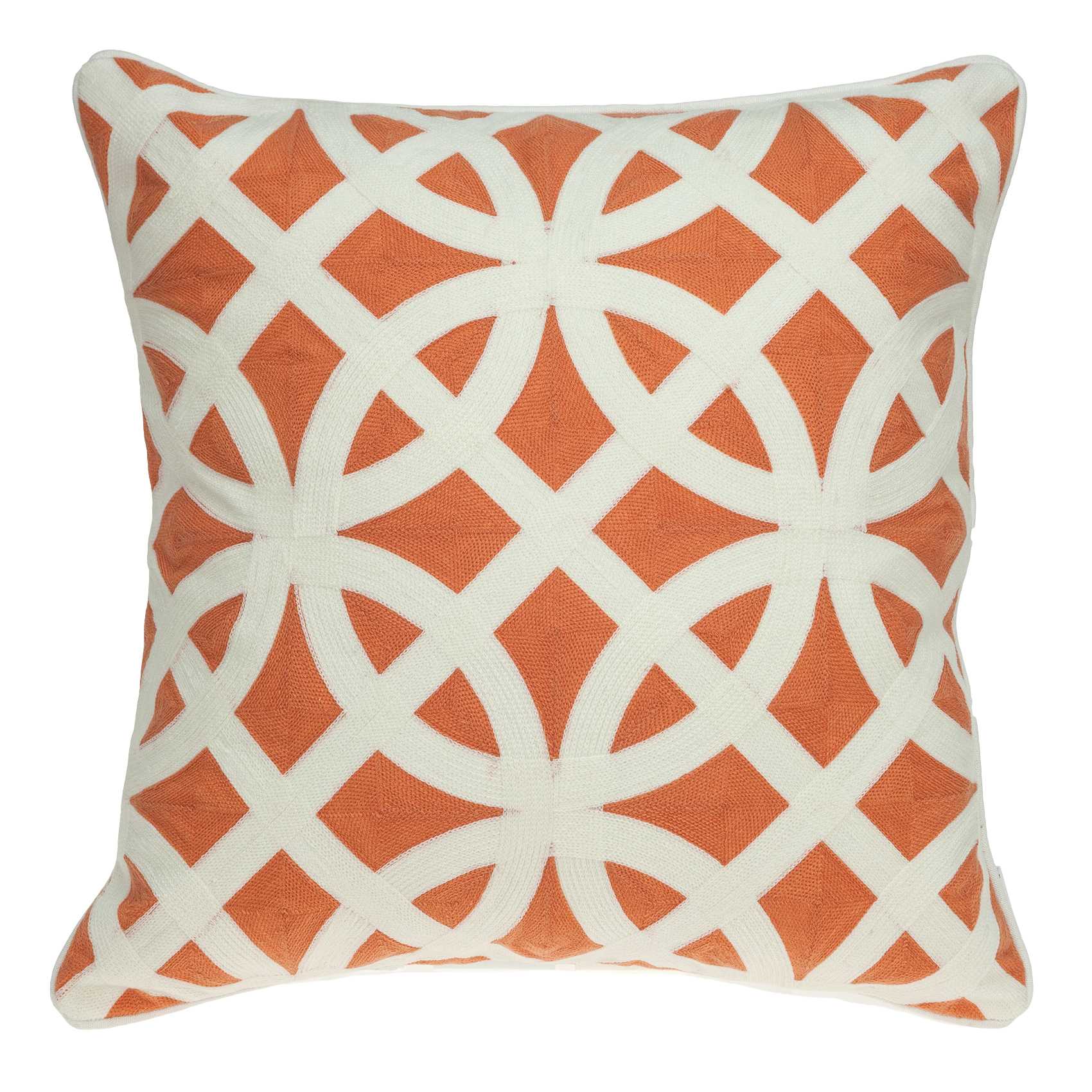 20" x 0.5" x 20" Transitional Orange And White Pillow Cover