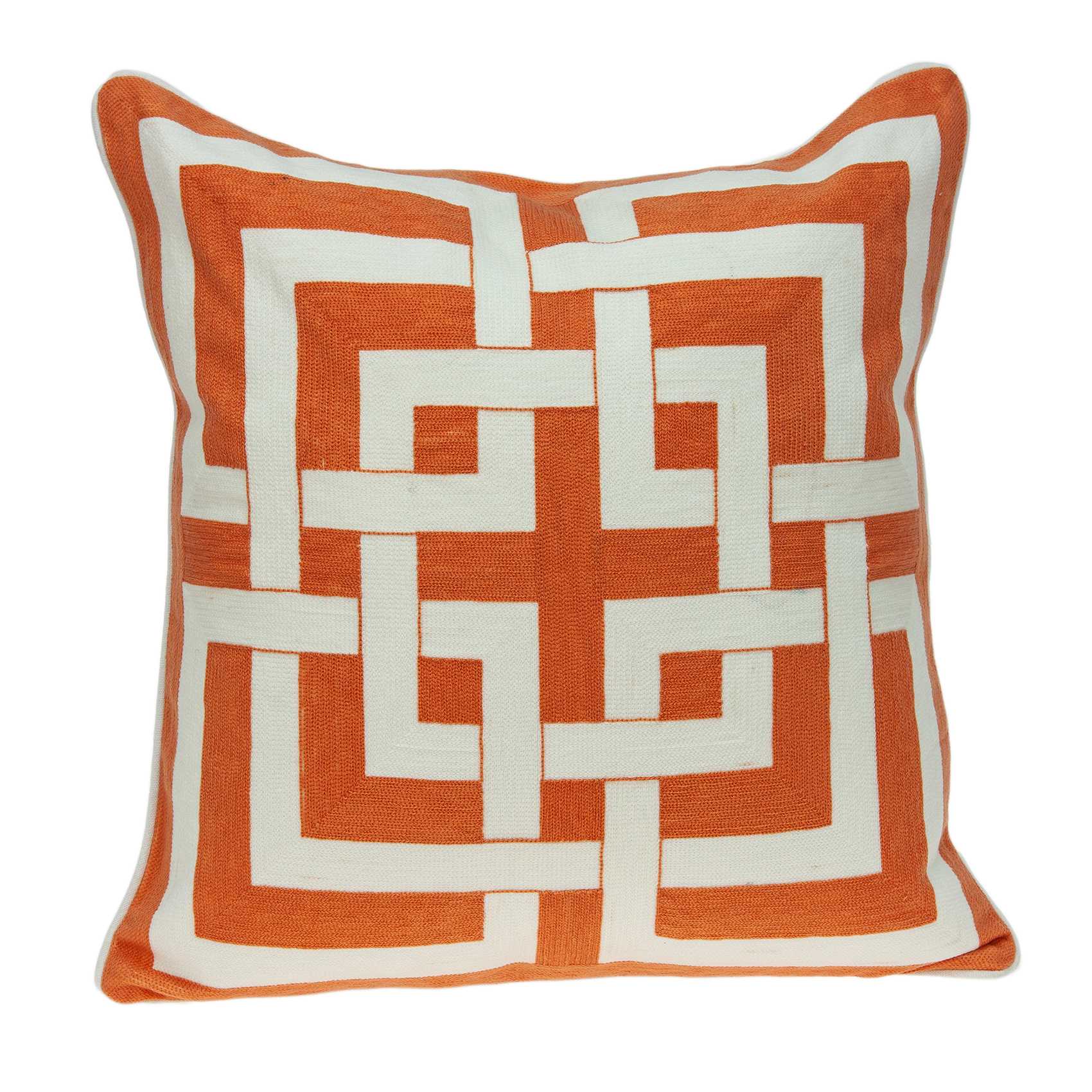 20" x 0.5" x 20" Transitional Orange And White Accent Pillow Cover