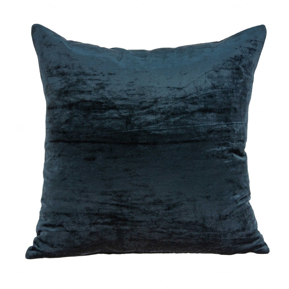 18" x 7" x 18" Transitional Dark Blue Solid Pillow Cover With Down Insert