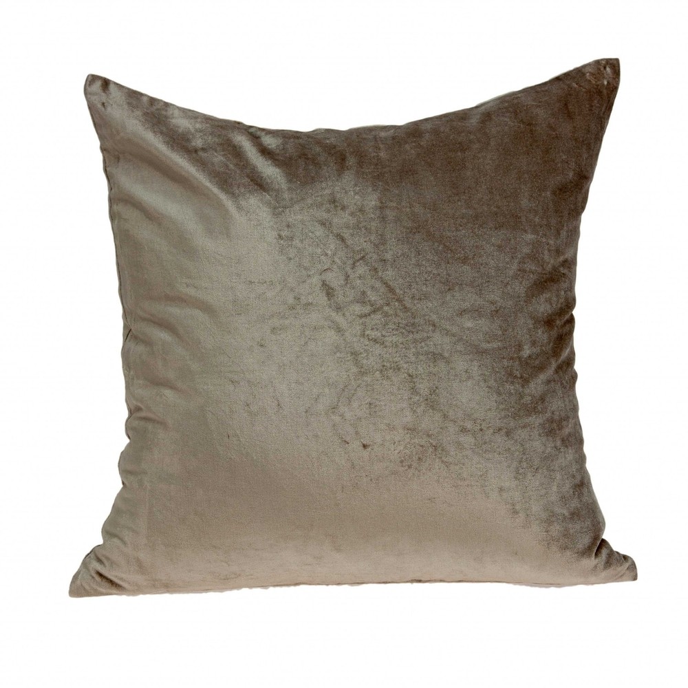 18" x 7" x 18" Transitional Taupe Solid Pillow Cover With Down Insert