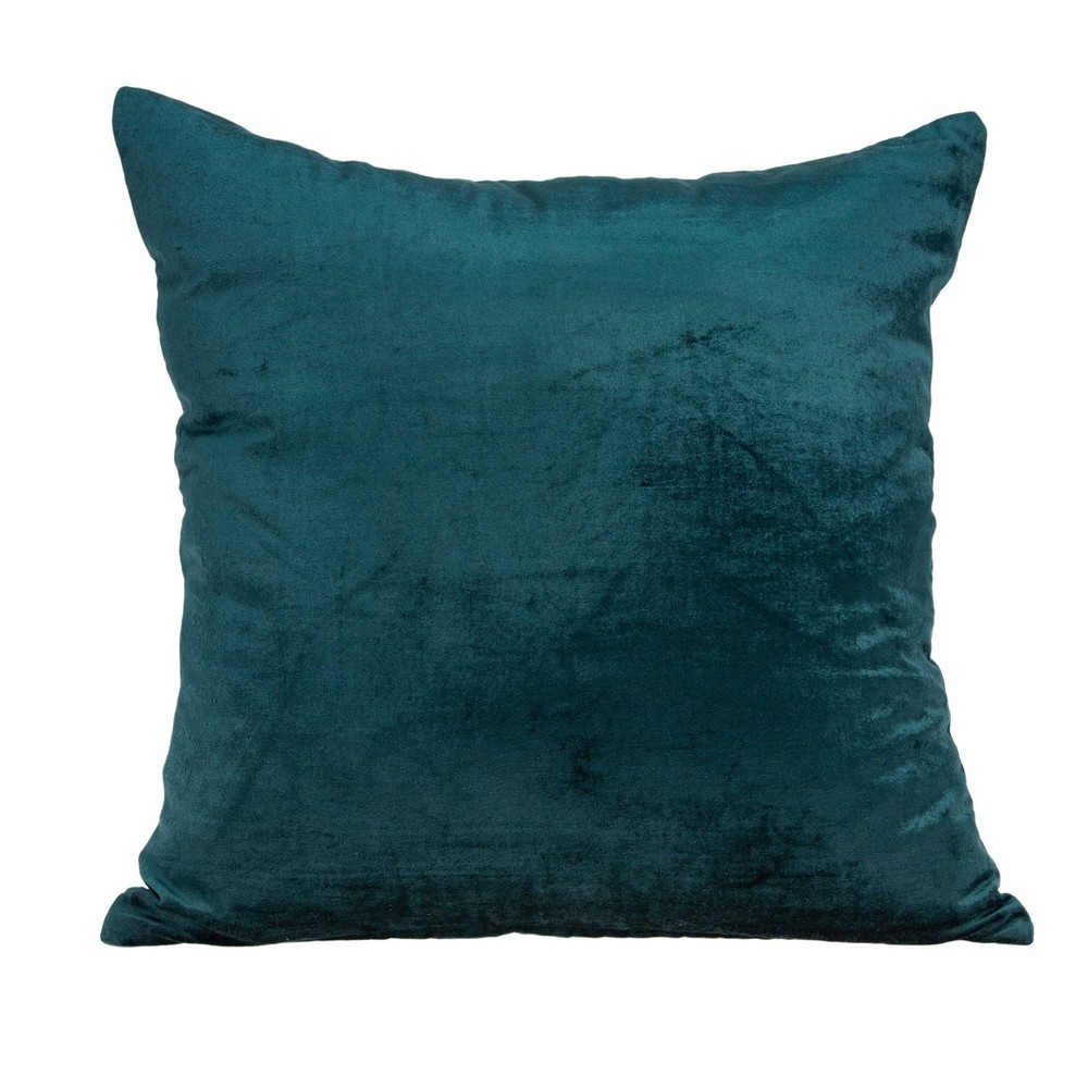 18" x 7" x 18" Transitional Teal Solid Pillow Cover With Down Insert