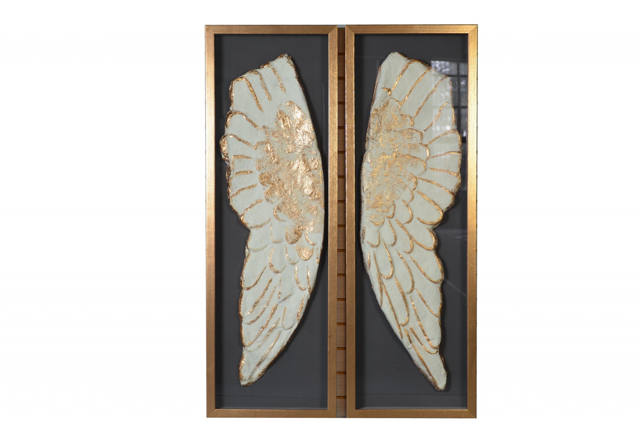 51" x 2" x 47" White And Gold, Glass - Shadow Box