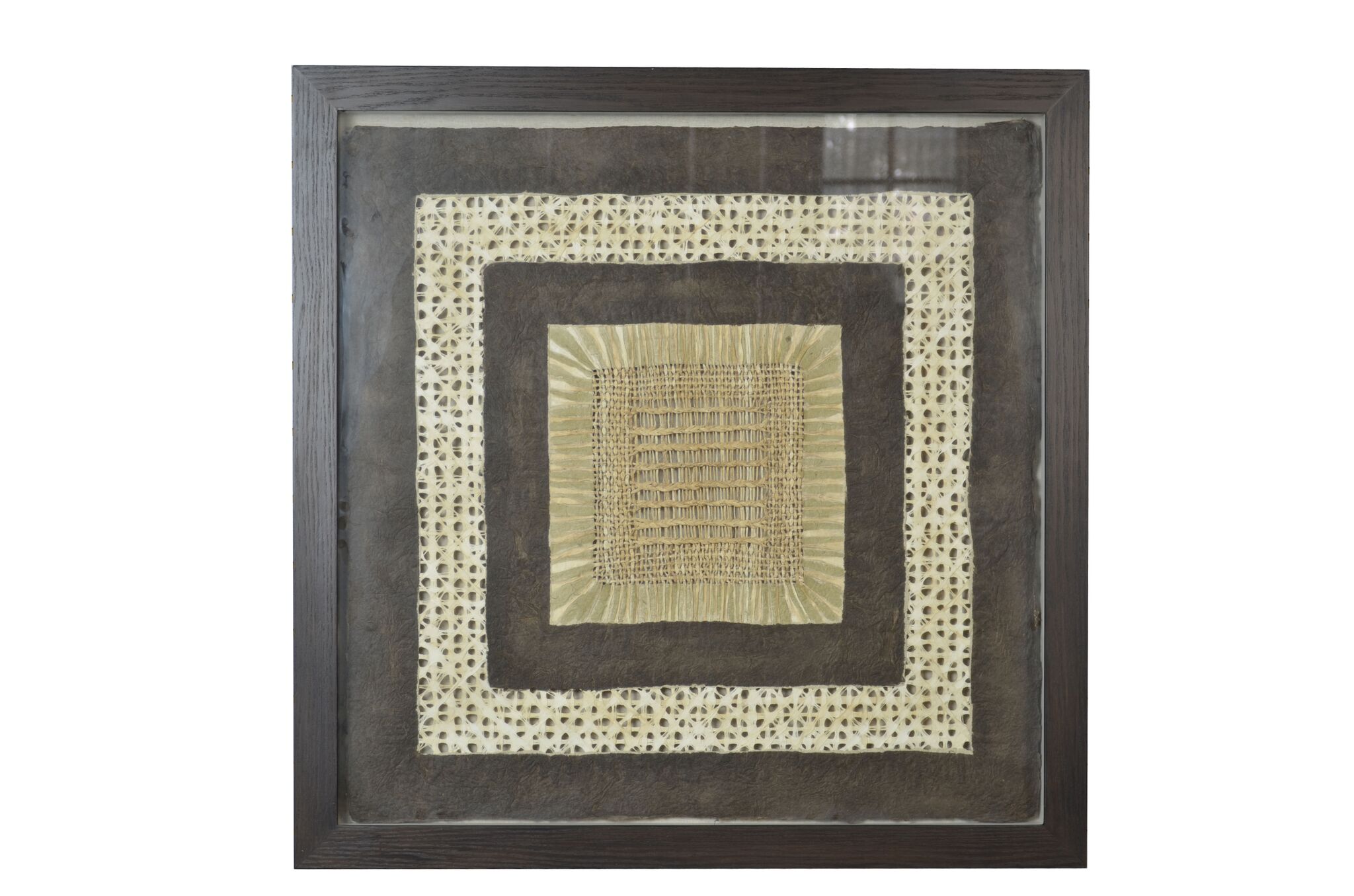 26" x 2" x 35" 35'' Brown, Wood, Fabric And Glass - Shadow Box
