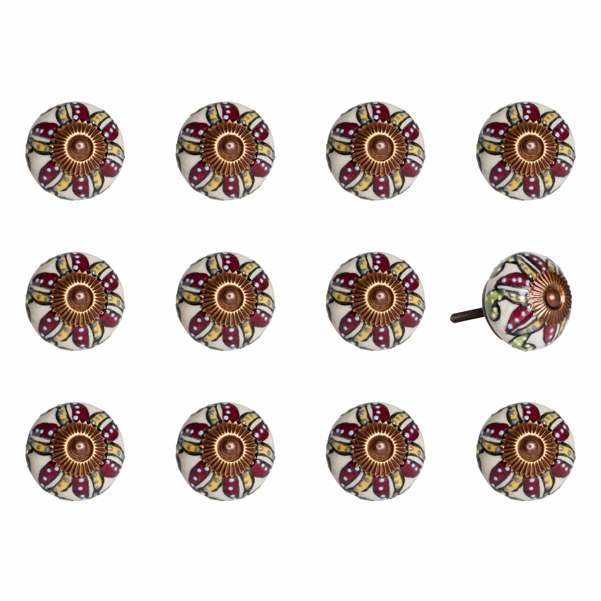 1.5" x 1.5" x 1.5" Ceramic/Metal Multicolor 12 Pack Knob