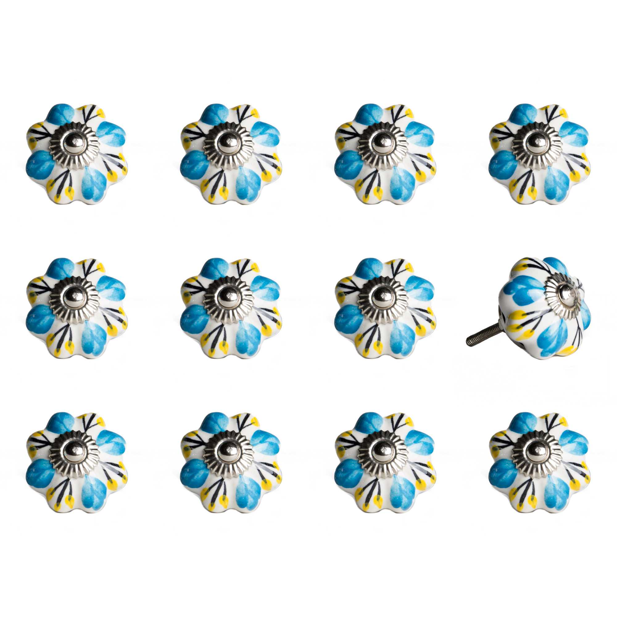 1.5" x 1.5" x 1.5" Ceramic/Metal Multicolor 12 Pack Knob