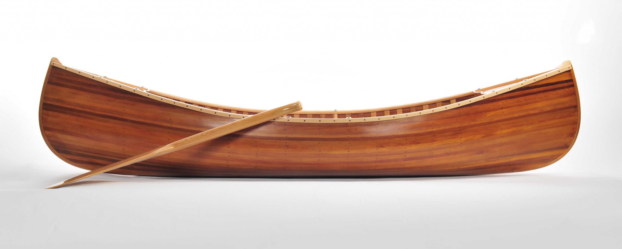 20.25" x 70.5" x 15" Wooden Canoe With Ribs Matte Finish