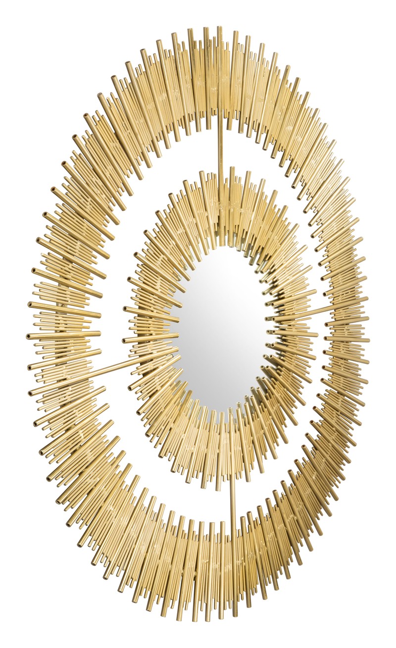 35" x 1.2" x 35" Gold Iron MDF Round Mirror