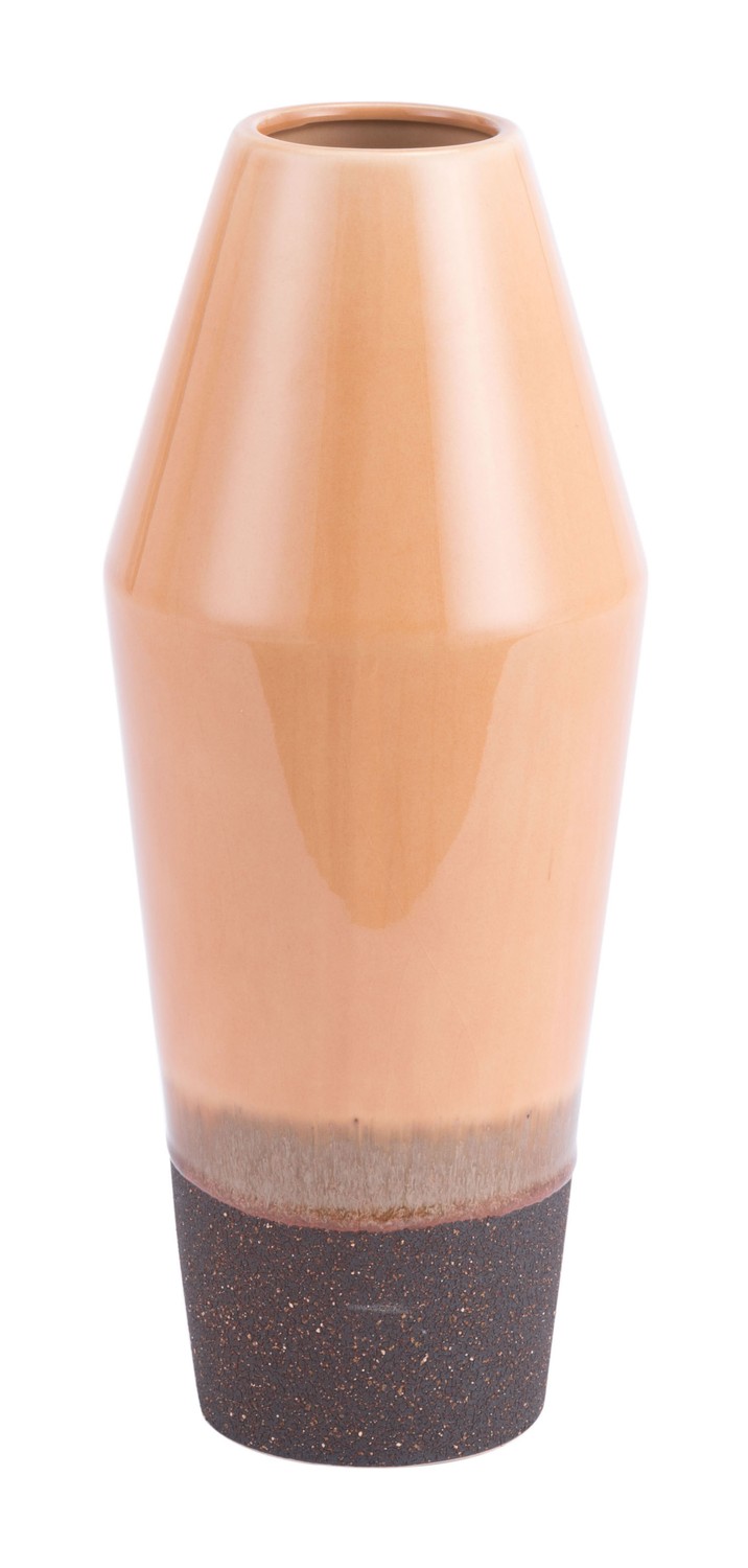 7.1" x 7.1" x 16.1" Light Orange, Ceramic, Medium Vase