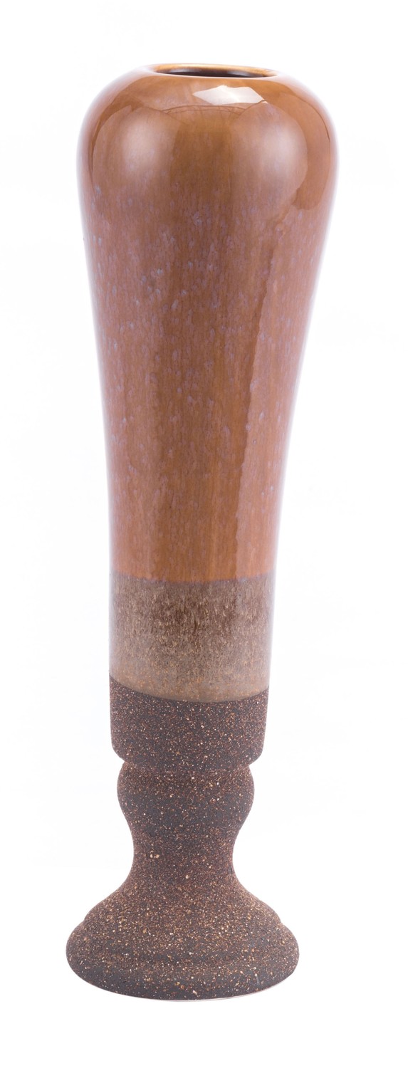 5.1" x 5.1" x 17.9" Brown, Ceramic, Short Vase