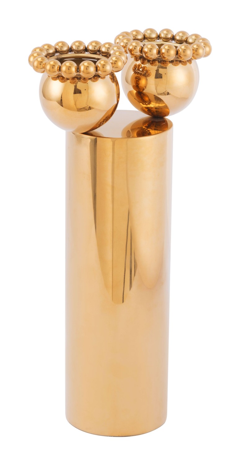 7.5" x 3.9" x 15" Gold, Stainless Steel, Large Vase