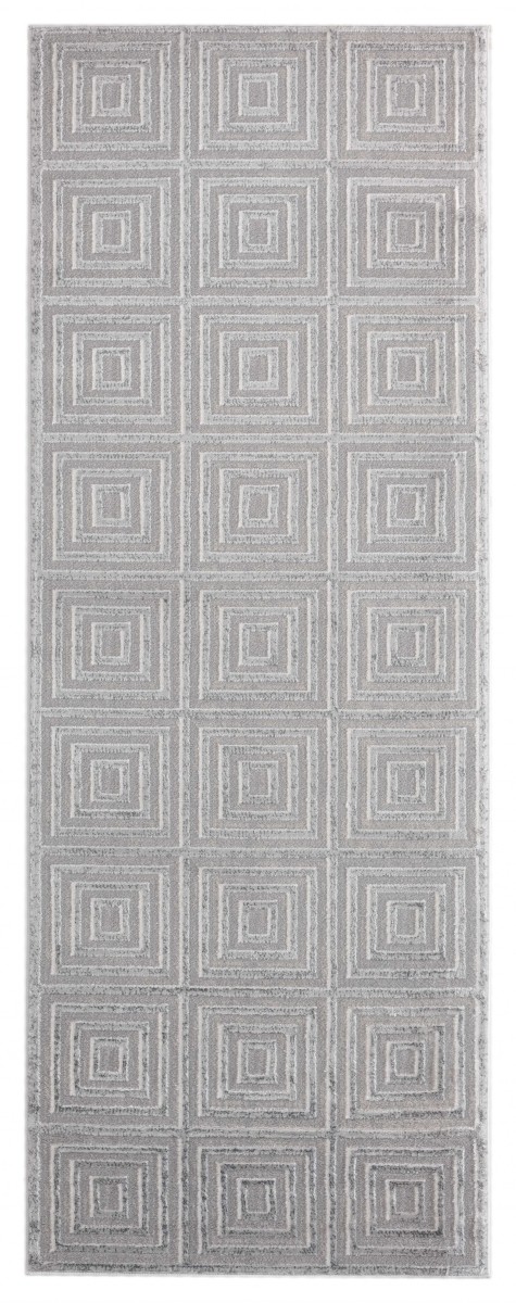 31" x 86" Silver Polyester / Olefin Runner Rug