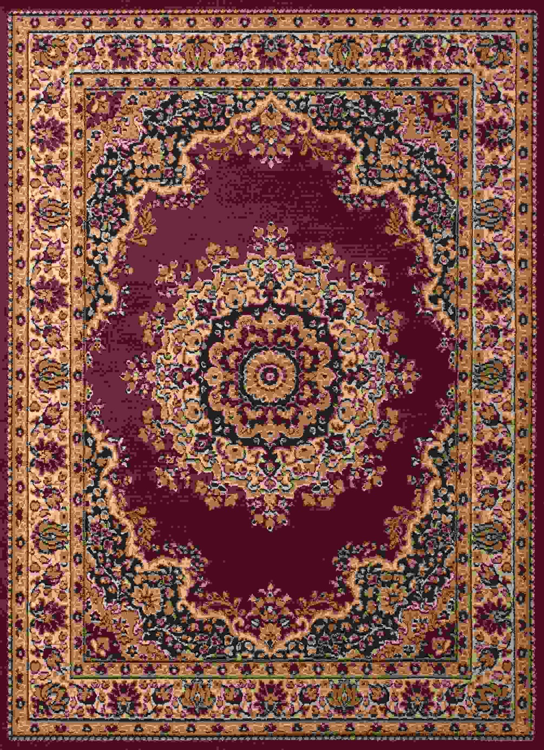 2' x 3' Burgundy Traditional Accent Rug