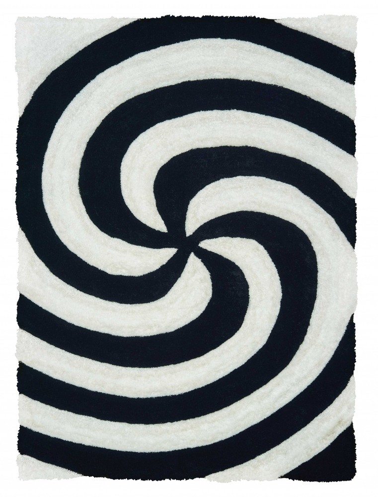 94" x 126" Black Polyester Oversize Rug