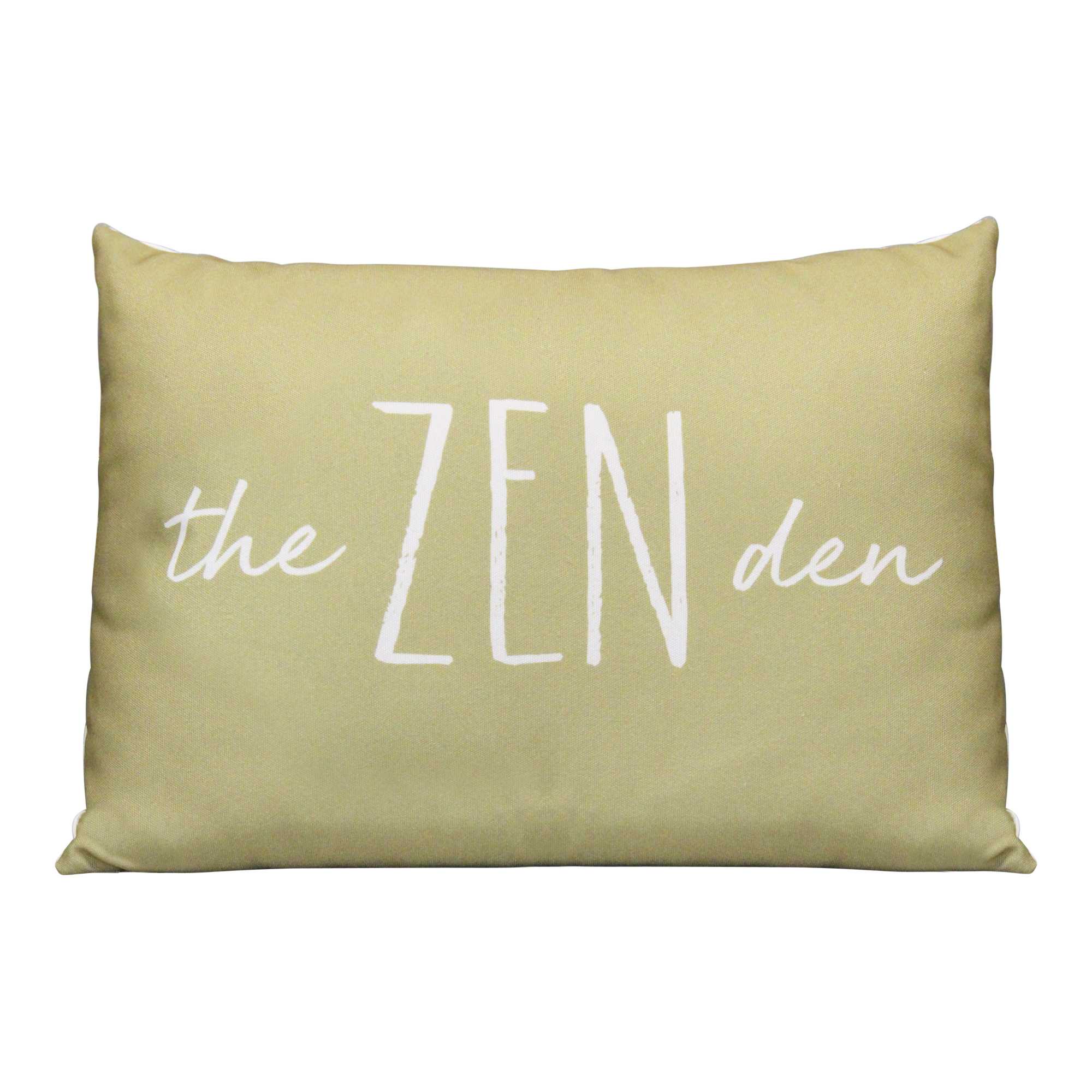 White on Olive Zen Rectangular Lumbar Pillow