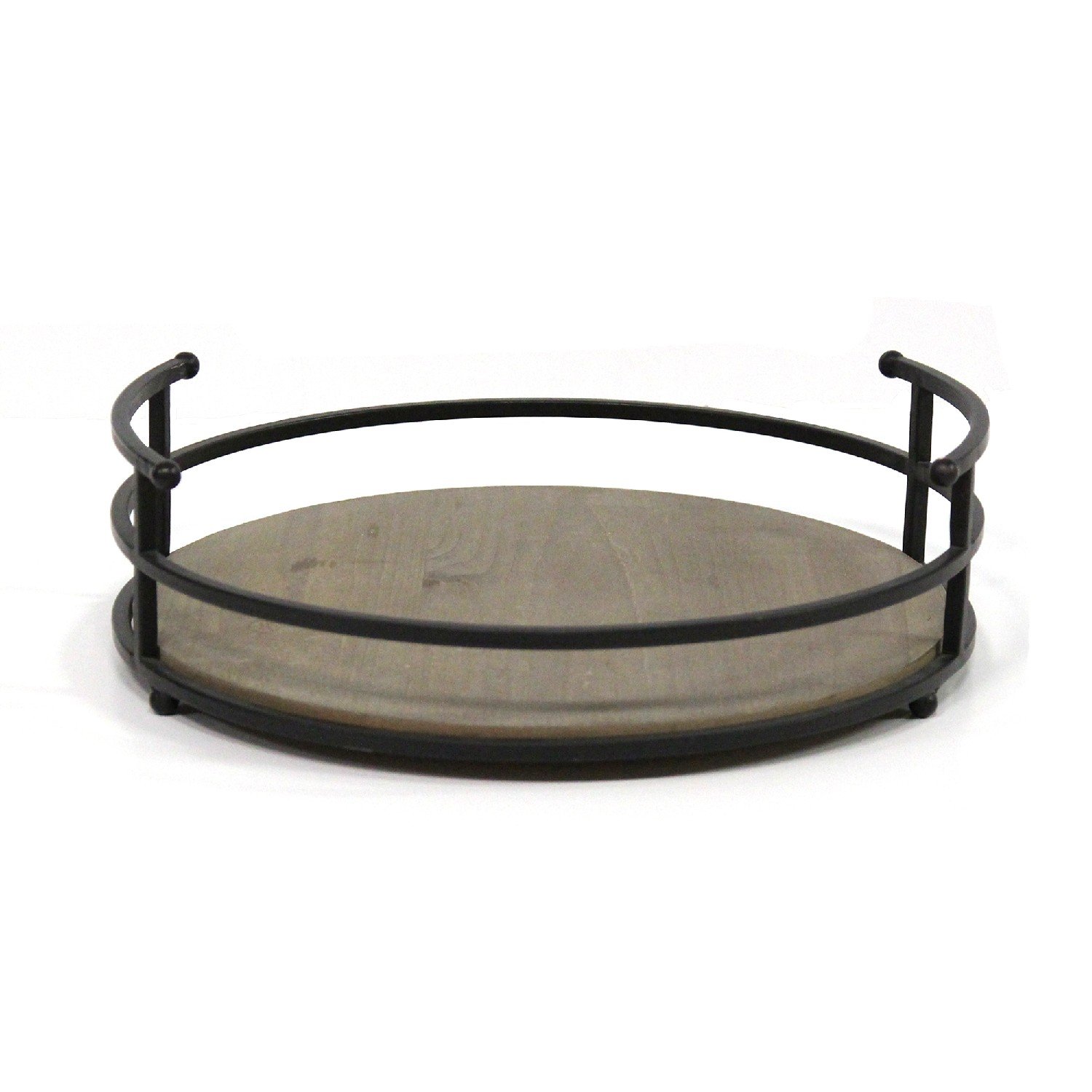 12" Round Metal Frame & Wood Tray