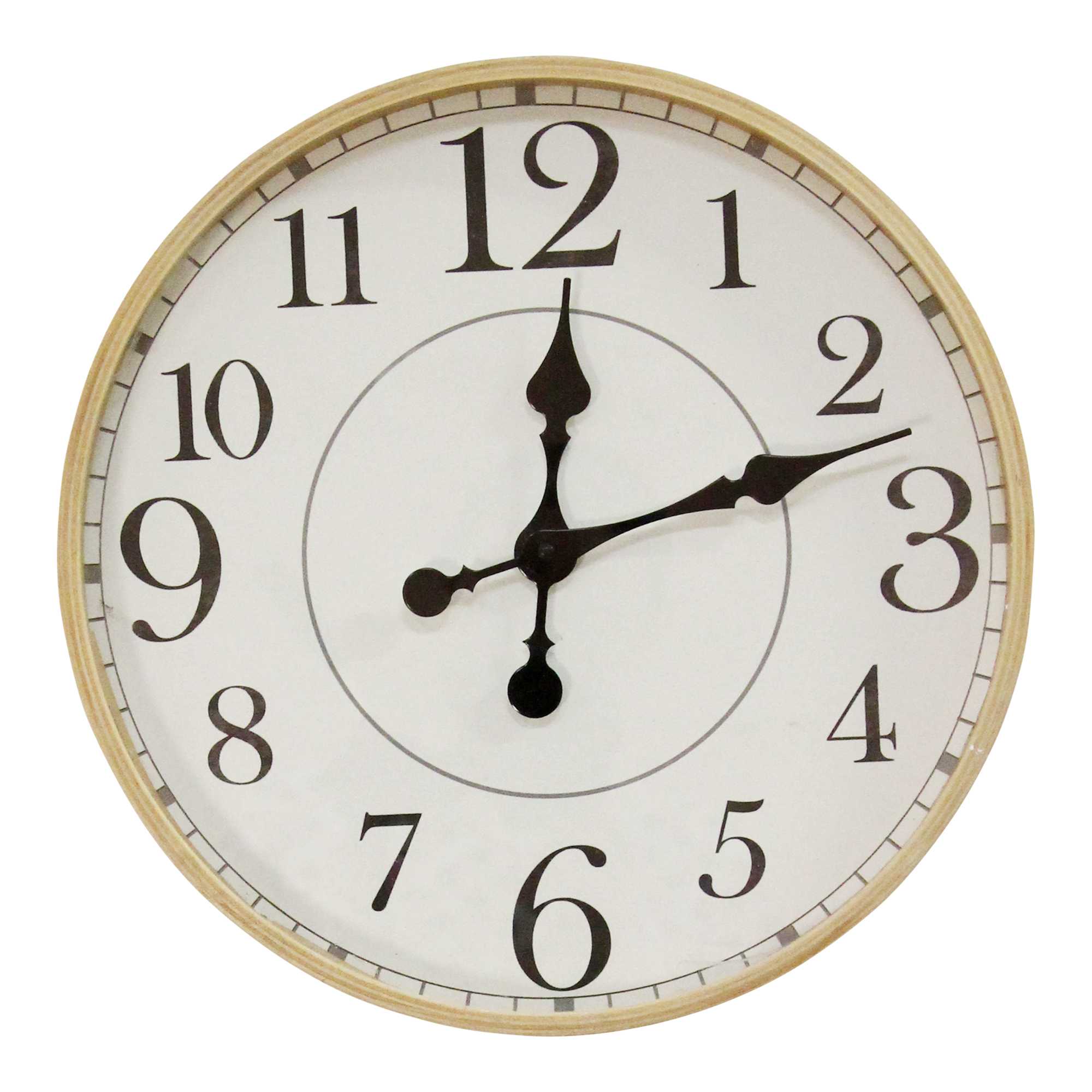 14" Maple Finish Wood Frame Wall Clock