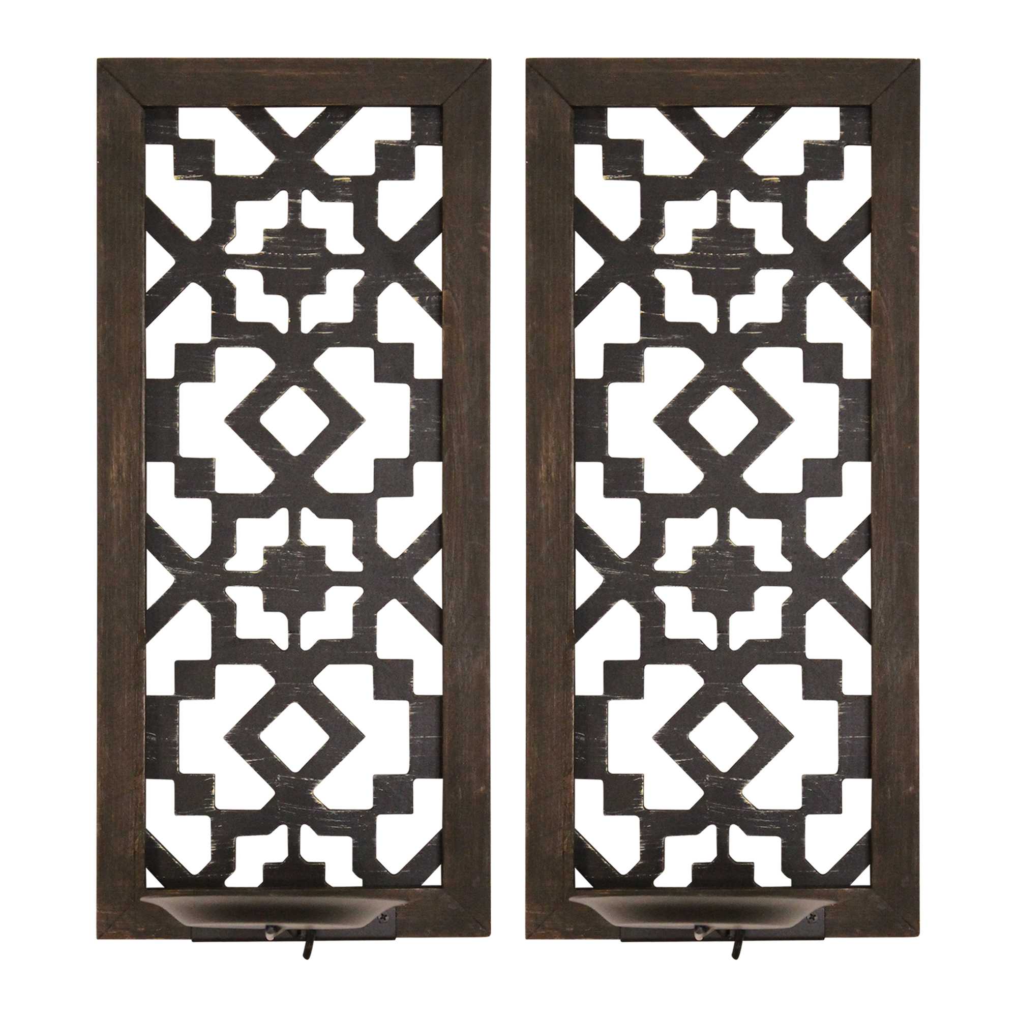 S 2 Black Laser Cut Sconces