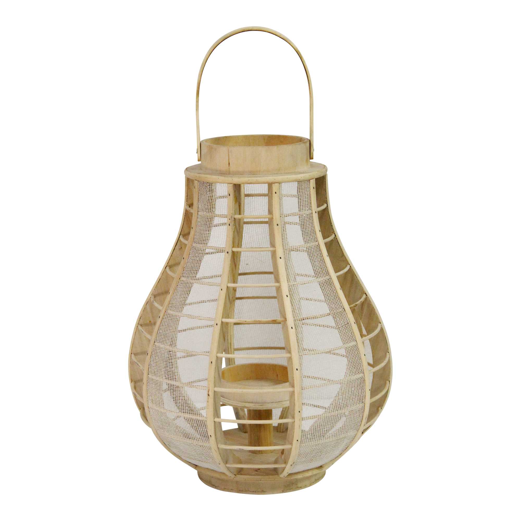 Bamboo and Wood Burlap Mesh Lantern