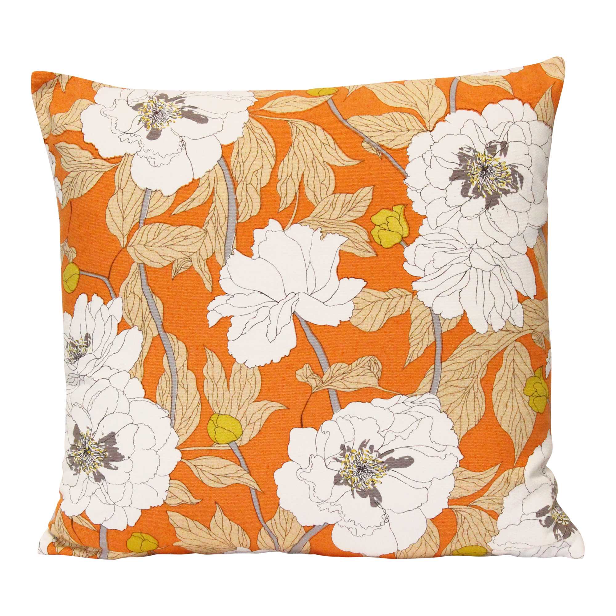 Vintage Style Floral Orange Square Pillow