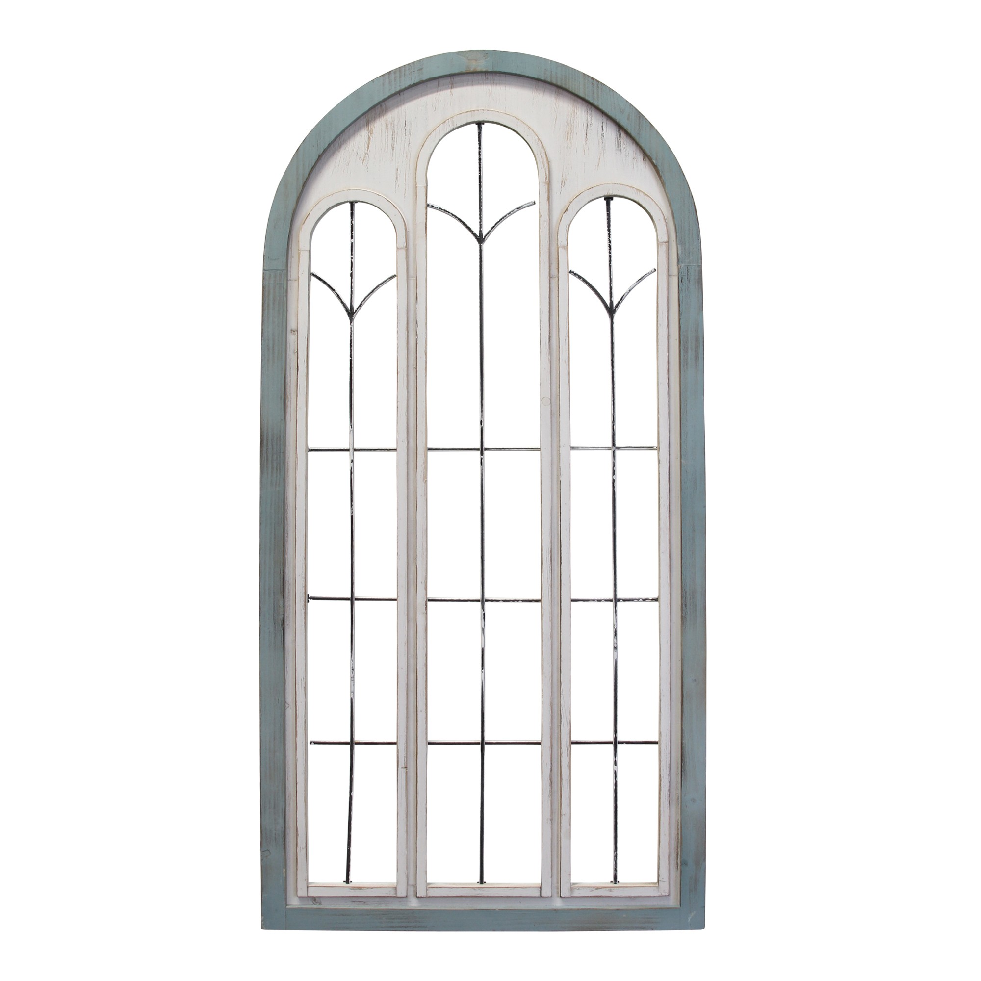 Blue & White Metal Window Panel