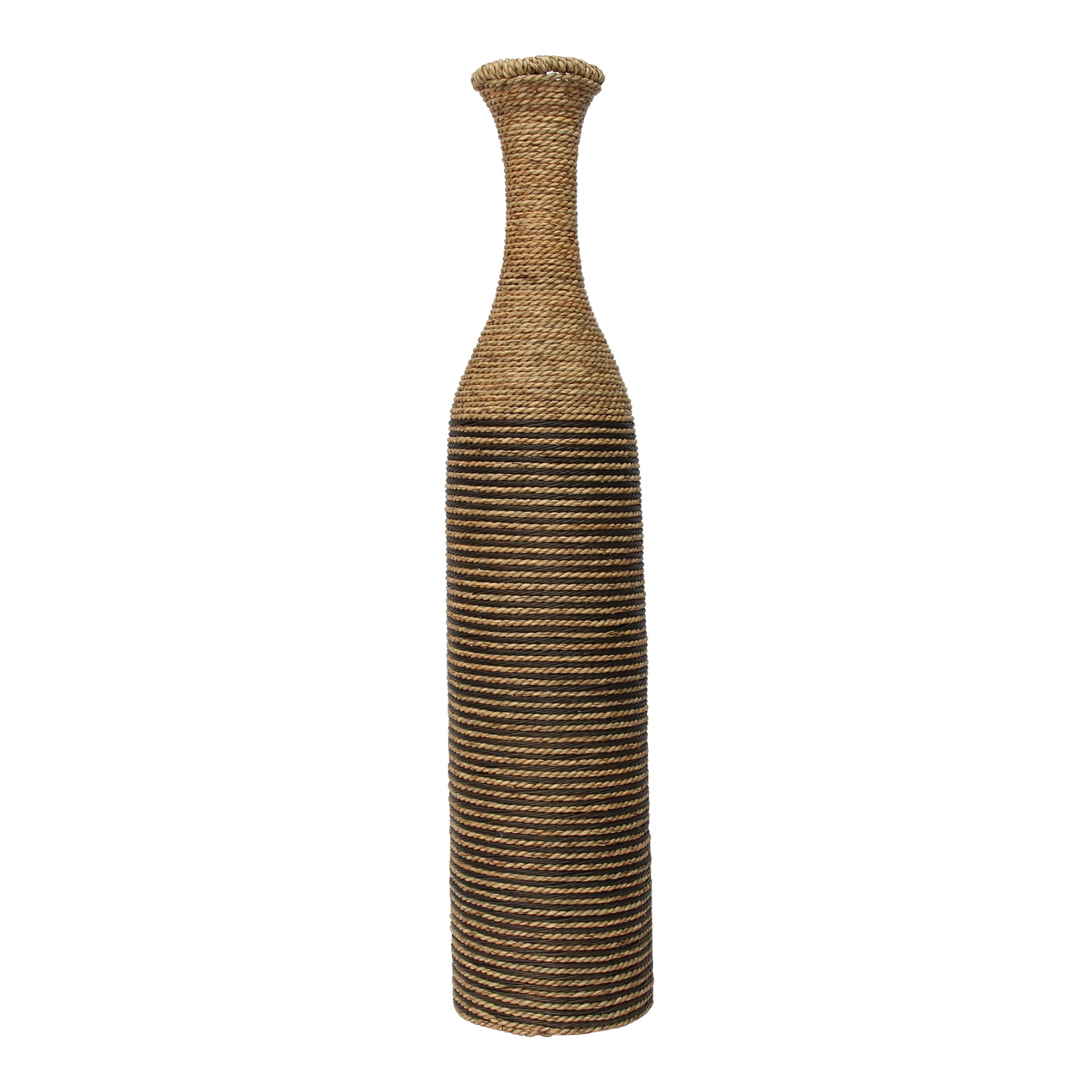 36"H Two-Tone Woven Rattan Floor Vase