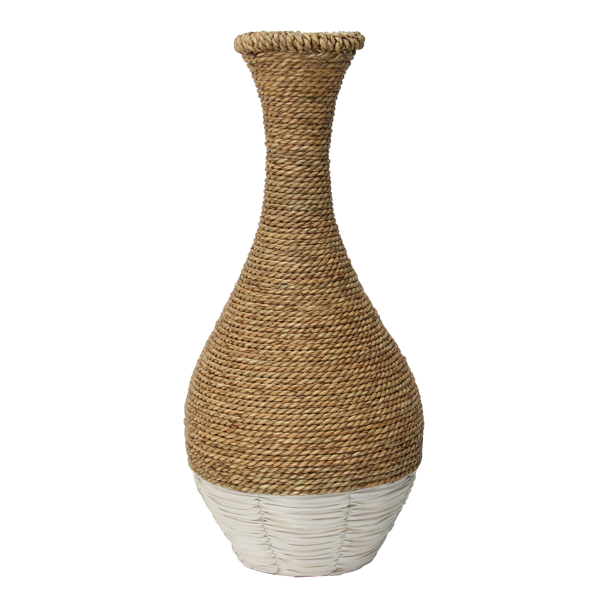 21.25" Two-Tone Woven Rattan Vase