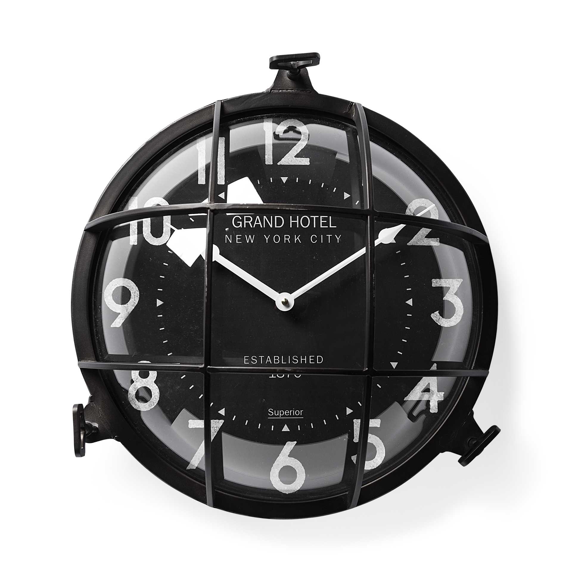 15"Round Industrial stylestyle Wall Clock w/metal frame and dark blue finish