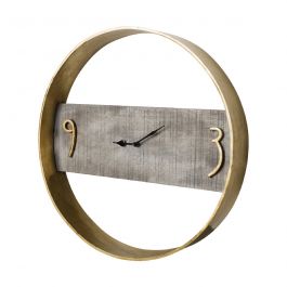 18" Round Large Contemporary Metal and Wood Brass finish Wall Clock