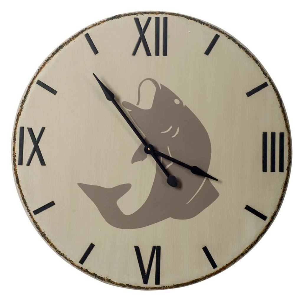 38.5" Round Oversize Lakeside Wall Clock w/ Faux Rusted Edge and Large Roman Numeral