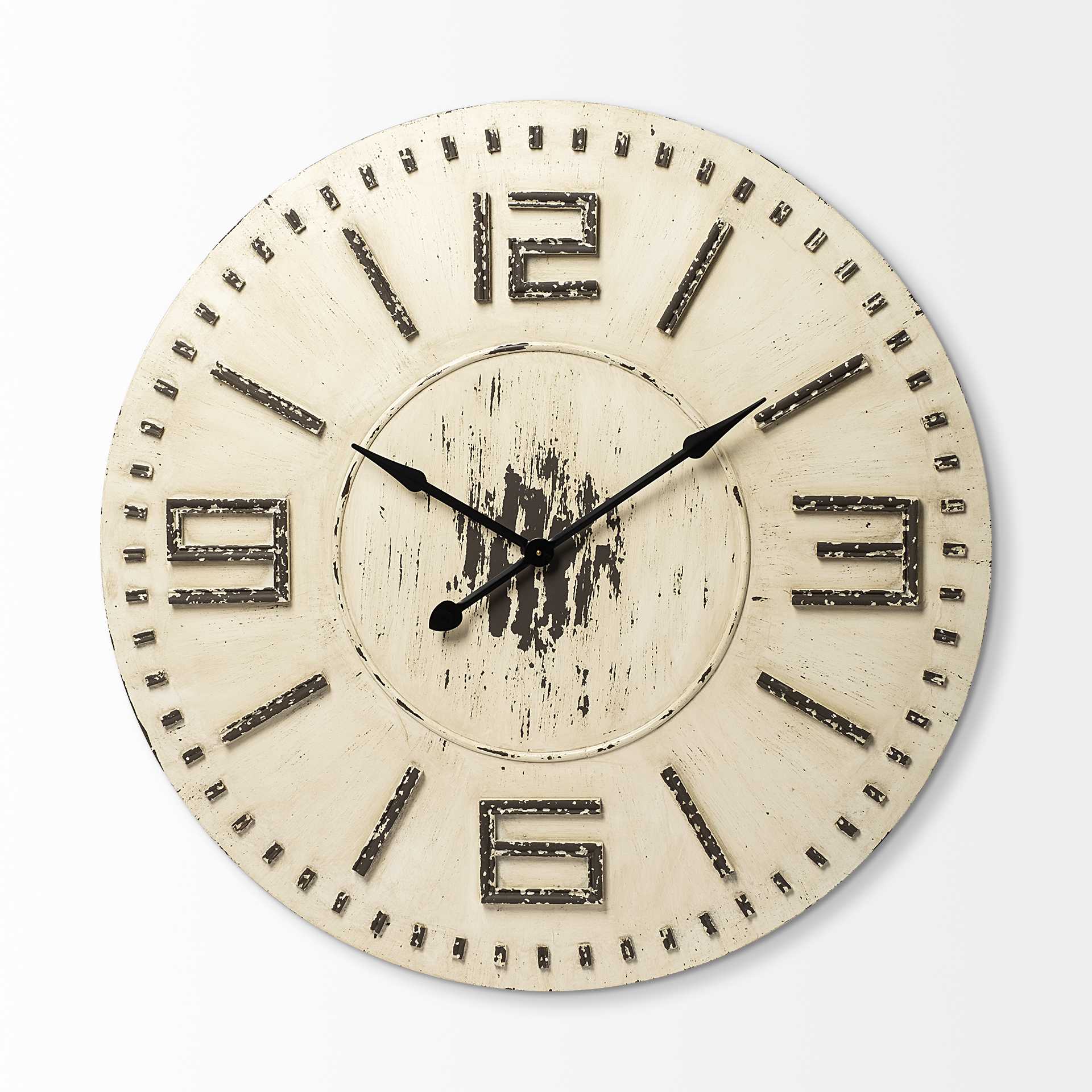 42" Round Oversized Farmhouse Wall Clock w/ Metallic Hands