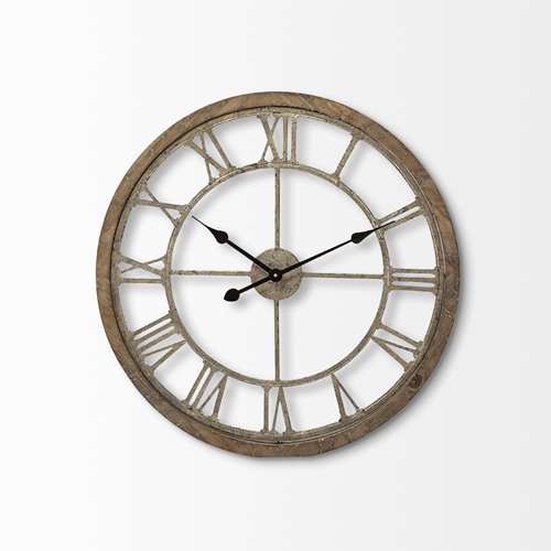 25" Round Large BrownFarmhouse style Wall Clock