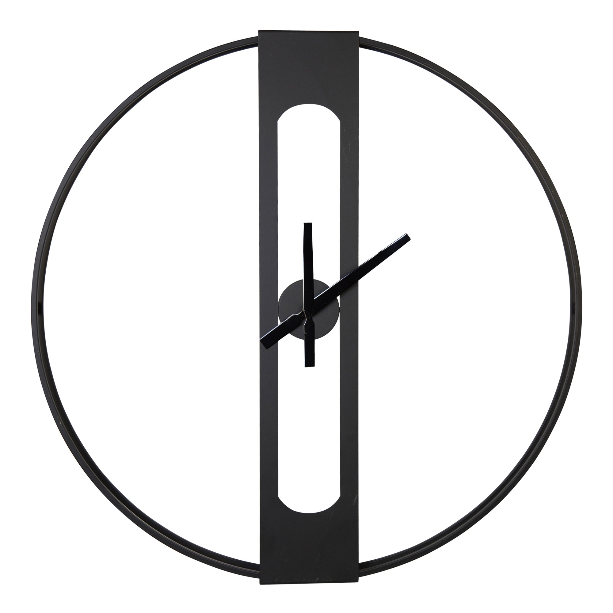 28" Round Metal Matte Black Wall Clock