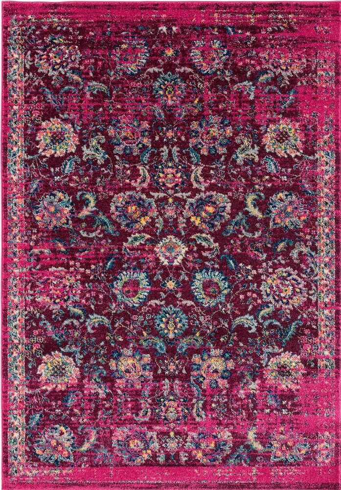 22" x 36" Magenta Olefin / Frieze Accent Rug