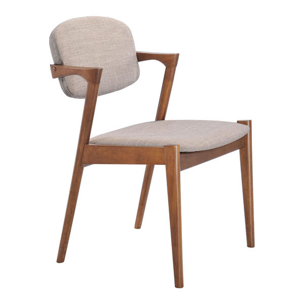20.3" X 23" X 31.5" 2 Pcs Dove Gray Dining Chair - Linen Polyblend Rubberwood