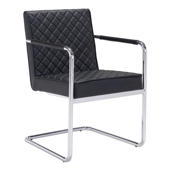 22" X 23" X 33.9" 2 Pcs Black Leatherette Chromed Steel Dining Chair