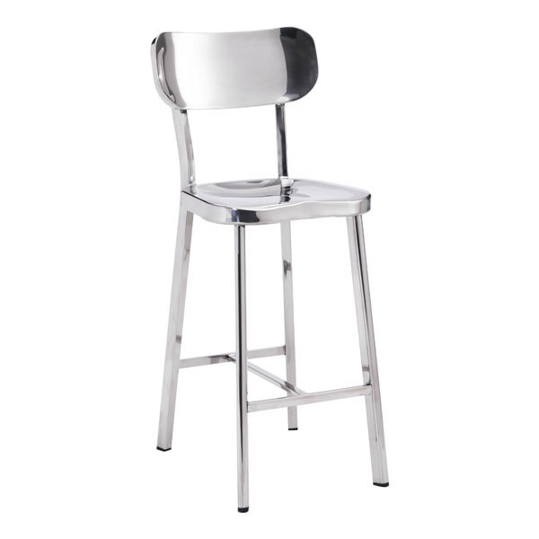 15.6" X 17.7" X 37.4" 2 Pcs Stainless Steel Counter Chair