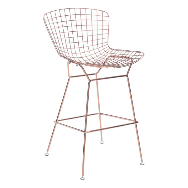 21.3" X 23" X 40" 2 Pcs Rose Gold Wire Bar Chair