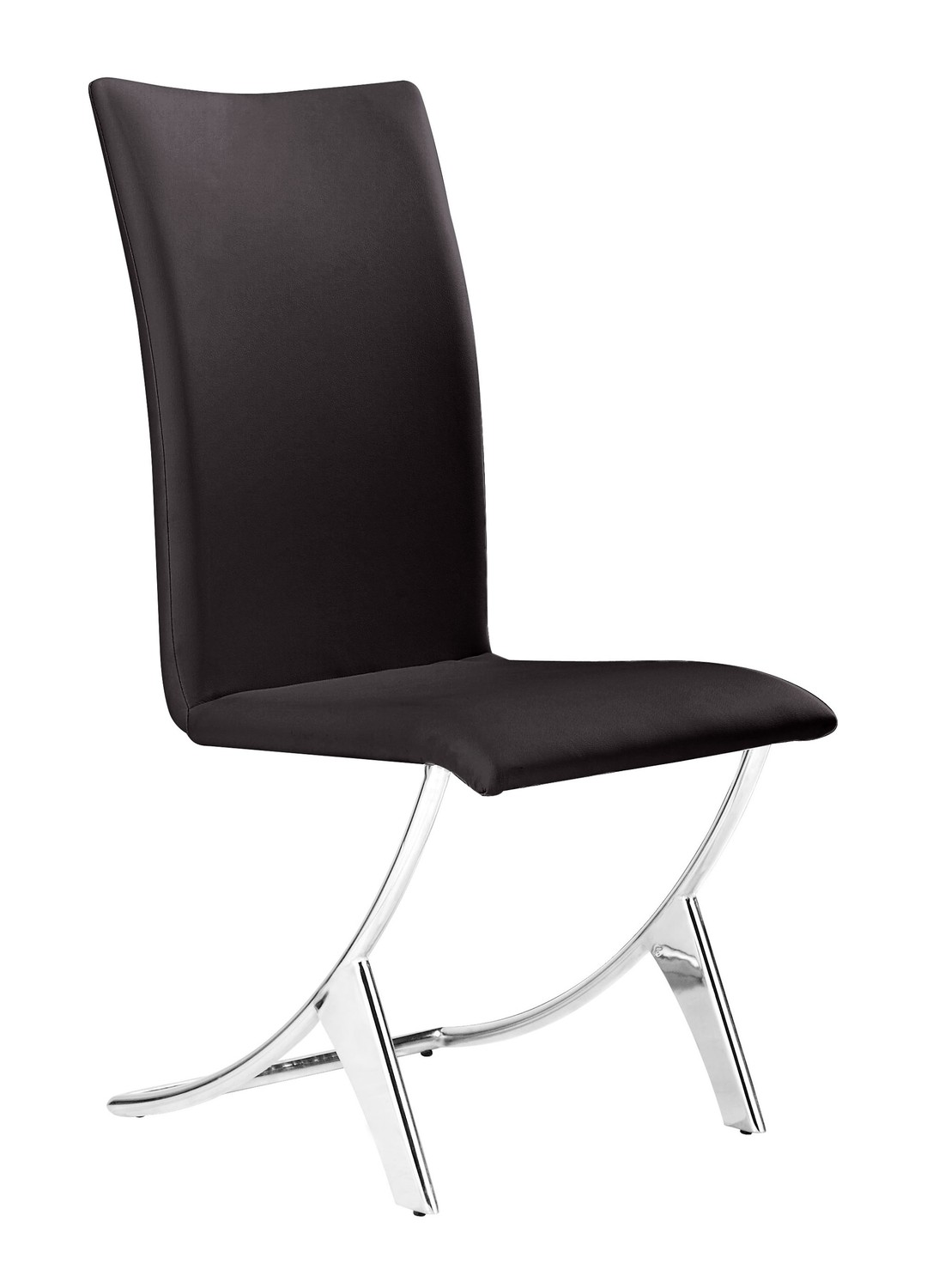 Warm Espresso Leatherette and Chrome Dining Chairs Set of 2